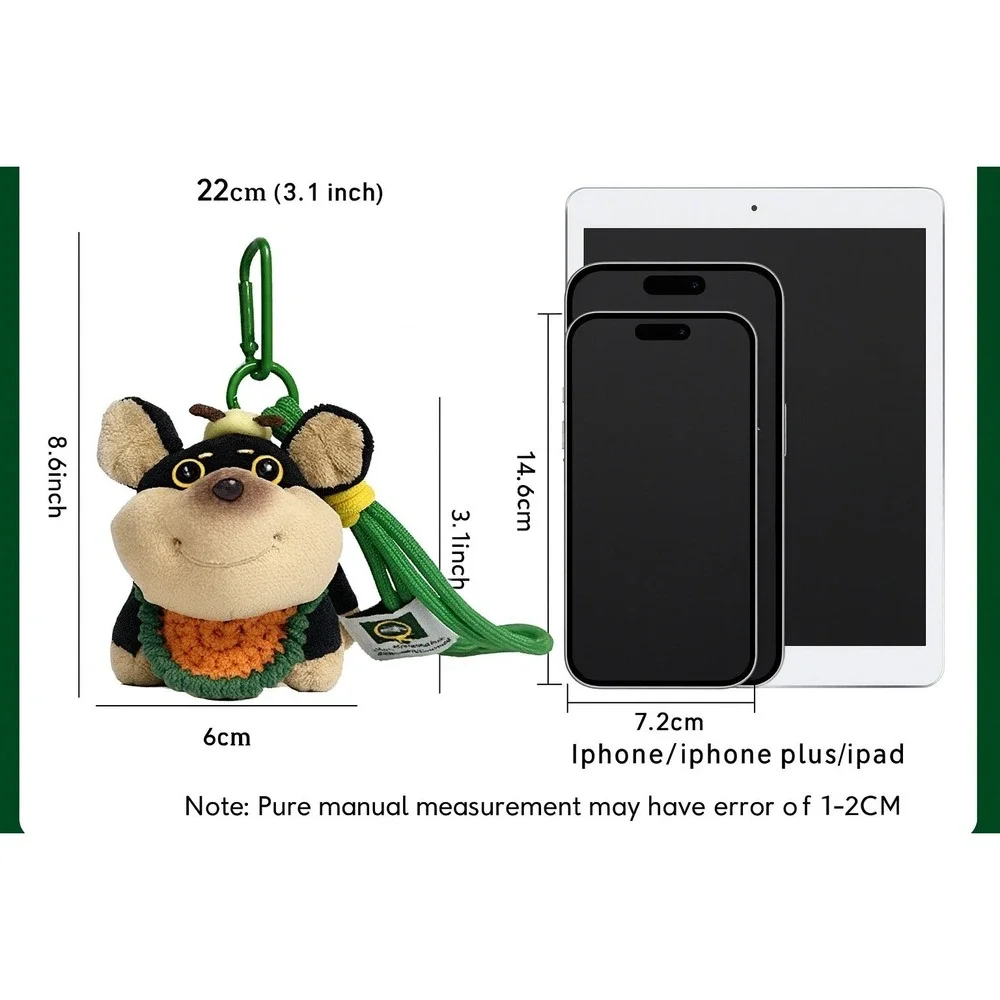 Bee Stung Dog Plush Keychain Meme Bag Charm Stuffed Animal Clip with Strap